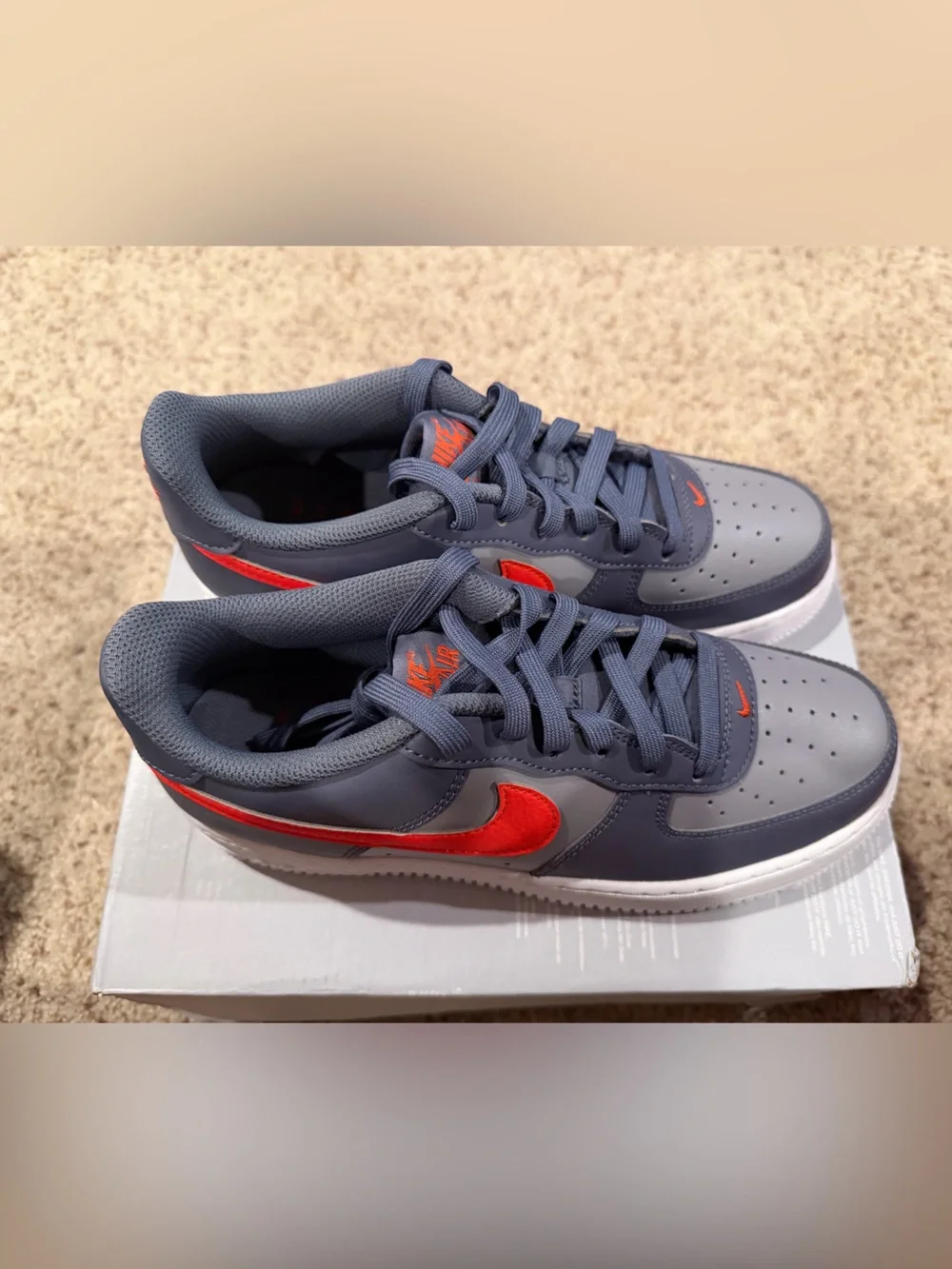 Nike Air Force 1 '07 LV8 Cool Grey Team Crimson Sneakers Size 6Y/7.5 Women’s